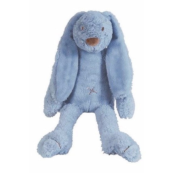 Denim blauw knuffel konijn Richie 28 cm Top Merken Winkel